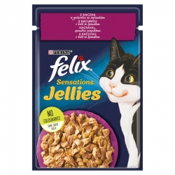 FELIX SENSATIONS Mokra karma dla kota: kaczka szpinak w galarecie 85 g